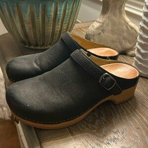 Dansko black leather clogs